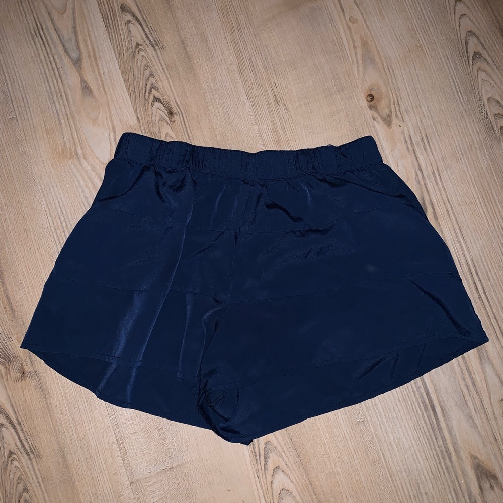 High waisted navy blue shorts